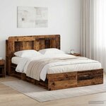 vidaXL Cadre de lit avec rangement Bois ancien 140 x 190 cm