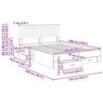 vidaXL Cadre de lit Gris Sonoma 140 x 190 cm Bois d'ingénierie