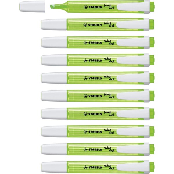 Surligneur de poche SWING COOL Pointe Biseautée 1 - 4 mm Vert x 10 STABILO
