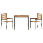 vidaXL Ensemble de salle à manger pour jardin 3 Pièces Gris