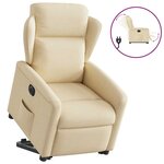 vidaXL Fauteuil inclinable électrique crème tissu