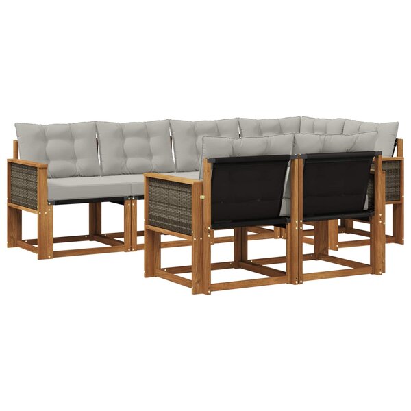 vidaXL Ensemble de canapés d'extérieur 7 pc Naturel et gris clair