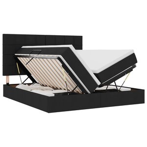 vidaXL Lit de Rangement avec tête de lit Noir 180 x 200 cm Tissu