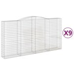 vidaXL Paniers à gabions arqués 9 Pièces 400x50x200/220 cm Fer galvanisé