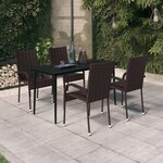 vidaXL Ensemble à manger de jardin 5 Pièces Marron et noir
