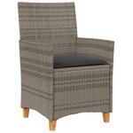 vidaXL Ensemble de Salle à Manger de Jardin de 3 Pièces avec Coussins Gris en Rattan Poly