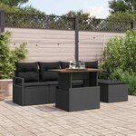 vidaXL Ensemble de canapé de jardin 6 Pièces Noir Poly rotin