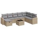 vidaXL Salon de jardin avec coussins 9 Pièces beige résine tressée