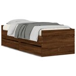 vidaXL Cadre de lit avec tiroirs chêne marron 75x190 cm