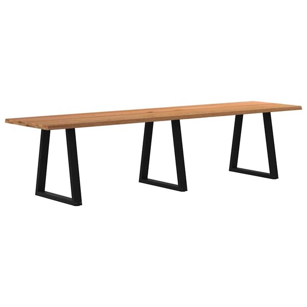 vidaXL Table à manger avec bord naturel 320x80x74 cm bois massif chêne