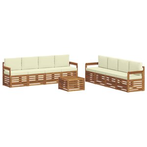 vidaXL Ensemble de canapés d'extérieur 9 pc Naturel et Crème