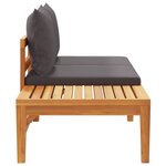 vidaXL Banc de jardin avec table avec coussins gris foncé Teck solide