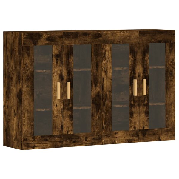 vidaXL Armoires murales 2 Pièces chêne fumé bois d'ingénierie