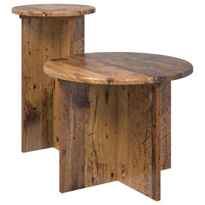 vidaXL Ensemble de tables d'appoint 2 pièces Bois ancien Ø 45 x 35 cm