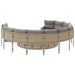vidaXL Canapé de jardin avec table coussins rond beige résine tressée