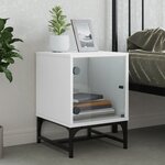 vidaXL Table de chevet avec porte en verre blanc 35x37x50 cm