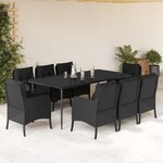 vidaXL Ensemble à manger de jardin 9Pièces coussins noir résine tressée