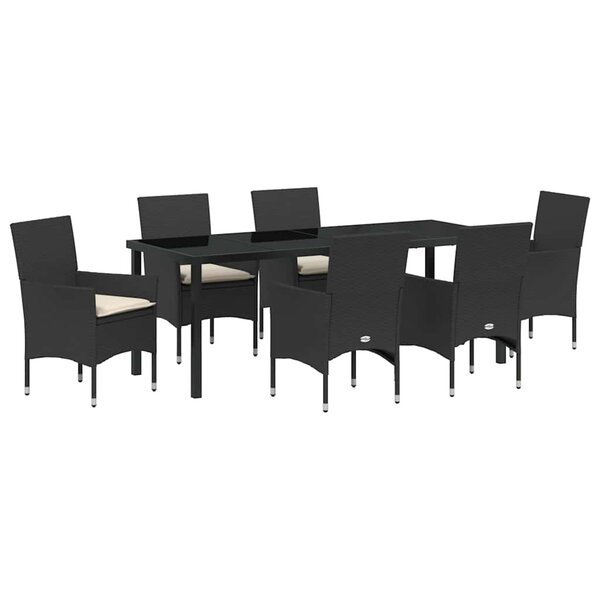 vidaXL Ensemble de salle à manger pour jardin 7 Pièces Noir polyrotin