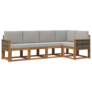 vidaXL Ensemble de canapés d'extérieur 5 pc Naturel et gris clair