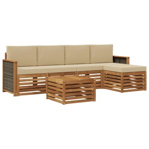 vidaXL Ensemble de canapés d'extérieur 6 pc Naturel et Beige
