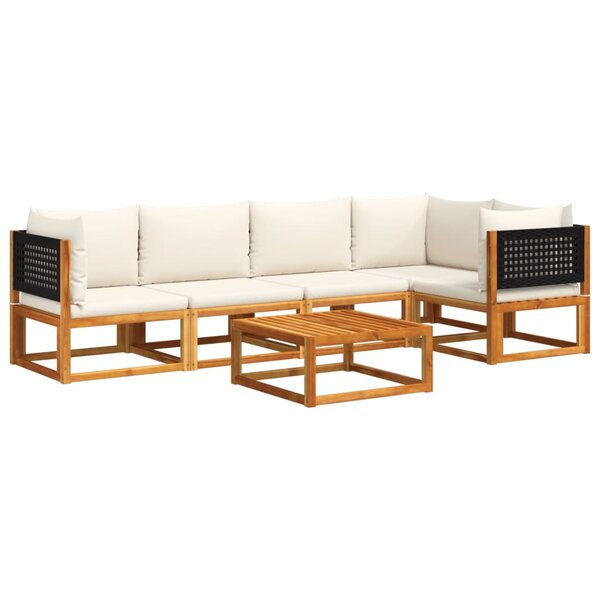 vidaXL Salon de jardin avec coussins 6 Pièces bois d'acacia solide