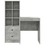 vidaXL Bureau avec rangement gris béton en bois d'ingénierie