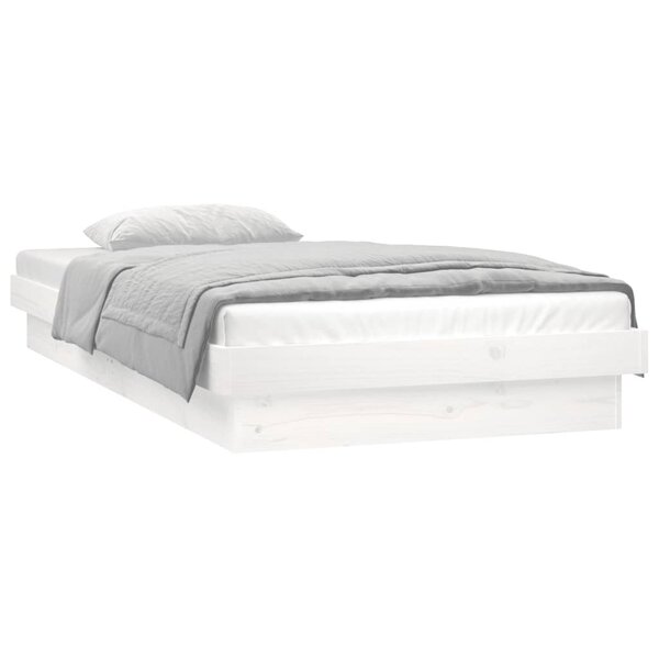 vidaXL Cadre de lit à LED sans matelas blanc 90x200 cm bois massif