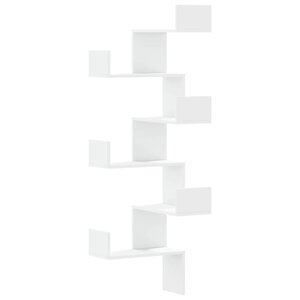 vidaXL Étagère d'angle murale blanc 45x45x147 cm bois d'ingénierie