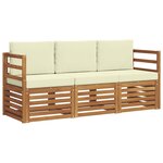 vidaXL Ensembles de canapés 3 pc Naturel et Crème Bois d'Acacia Massif