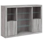 vidaXL Buffets avec lumières LED 3 Pièces sonoma gris bois d'ingénierie