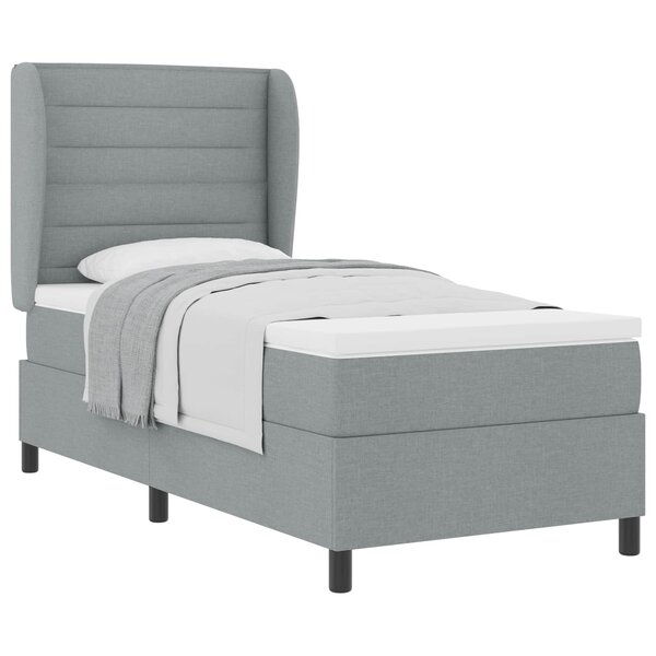 vidaXL Lit à ressorts avec matelas Gris clair 100 x 200 cm tissu
