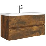 vidaXL Armoire de lavabo Chêne fumé 90x38 5x45 cm Bois d'ingénierie