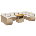 vidaXL Salon de jardin 11 Pièces avec coussins beige résine tressée