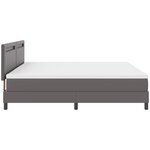 vidaXL Lit à ressort avec matelas gris en cuir synthétique  200x200 cm.