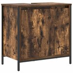 vidaXL Ensemble de mobilier de salle de bain 3 Pièces Chêne fumé et noir