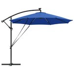 vidaXL Parasol banane à mât déporté bleu azur 294 x 294 x 248 cm