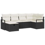 vidaXL Ensemble de canapé de jardin avec coussin 6 Pièces Noir Poly rotin