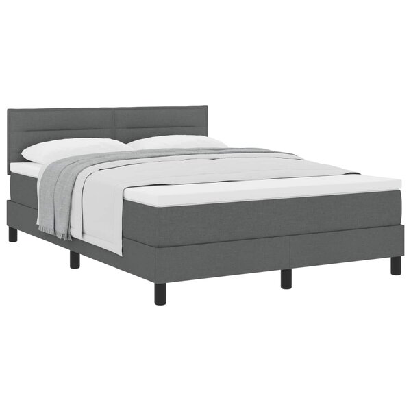 vidaXL Lit à ressorts avec matelas Gris foncé 160 x 200 cm tissu
