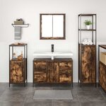 vidaXL Ensemble de mobilier de salle de bain 3 Pièces Chêne fumé et noir