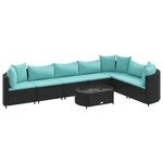 vidaXL Salon de jardin 8 Pièces avec coussins noir résine tressée