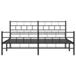 vidaXL Cadre de lit métal sans matelas avec pied de lit noir 200x200cm