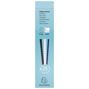 Boite 25 reliures spirales plastique 12mm - Blanc EXACOMPTA