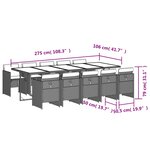 vidaXL Ensemble à manger de jardin 11Pièces avec coussins gris poly rotin