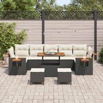 vidaXL Ensemble de canapé de jardin 10 Pièces Noir Poly rotin