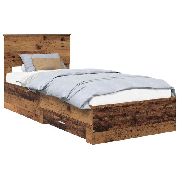vidaXL Cadre de lit Bois ancien 90 x 190 cm Bois d'ingénierie