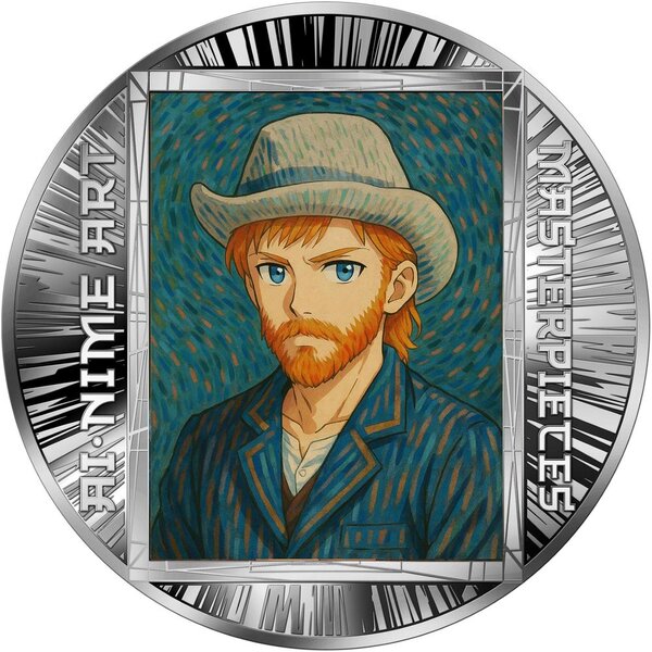 Pièce de monnaie en Argent 500 Francs g 15.57 (1/2 oz) Millésime 2025 AI-nime Art Masterpieces SELF PORTRAIT WITH GREY FELT HAT