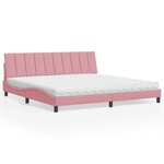 vidaXL Lit avec matelas Hanko rose 200x200 cm velours