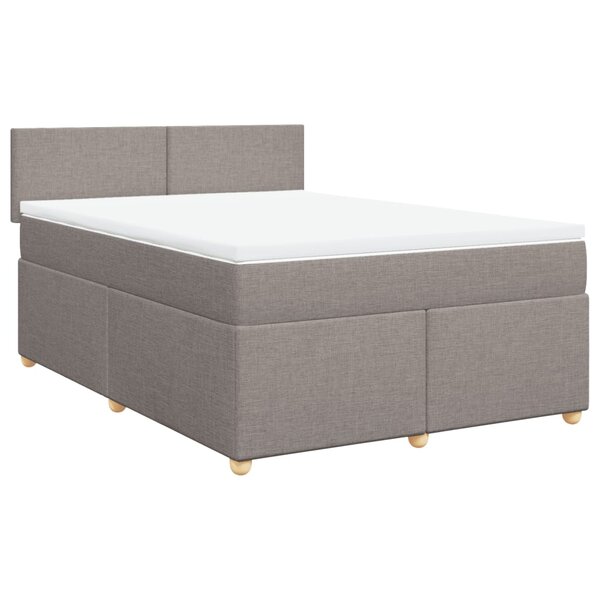 vidaXL Sommier à lattes de lit avec matelas Taupe 140x190 cm Tissu