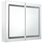 vidaXL Armoire de salle de bain à miroir LED Blanc brillant 80x12x68cm