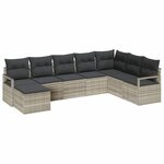 vidaXL Ensemble de canapé de jardin avec coussin 7 Pièces Gris clair